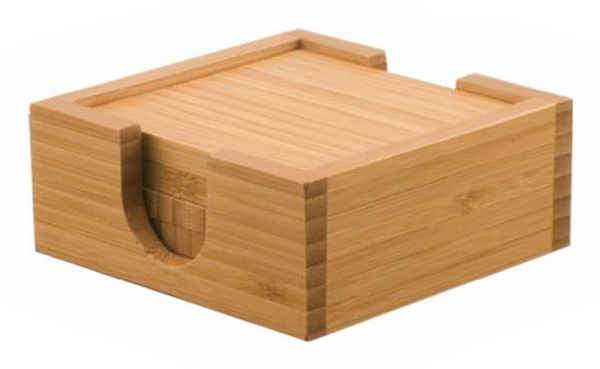 Vinsani Bamboo Coasters Set Of 4 All-Natural Bamboo Wooden Square Drink - View #13