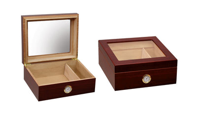 Cigar Humidor - Desktop with glass top, hygrometer and humidifier