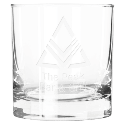 11 oz. Heavy Base Finedge Rocks Glass - Laser Etched